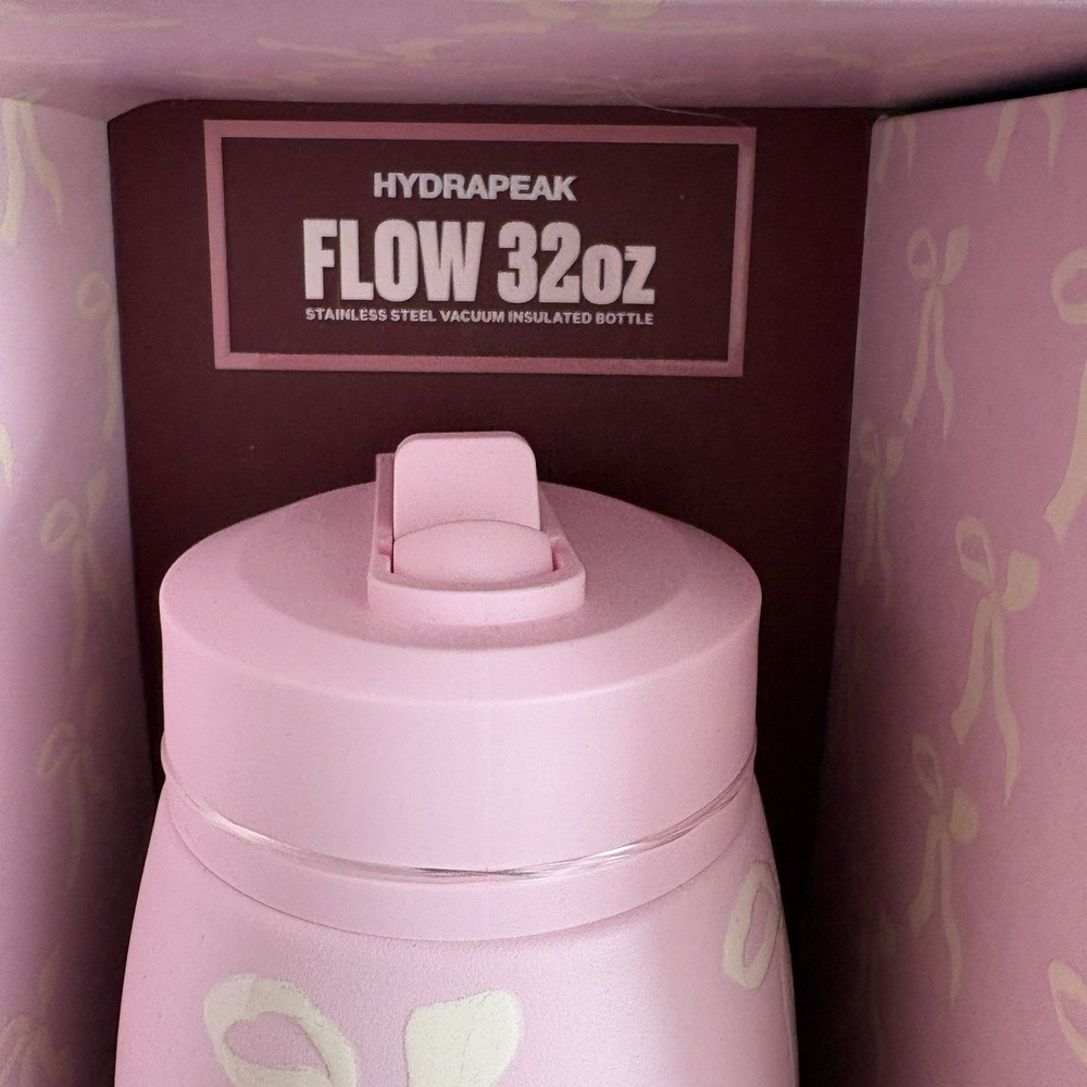 Hydrapeak Pink Bow Flow 32oz Insulated Water Bottle Artisan Collection NEW - Picture 3 of 3